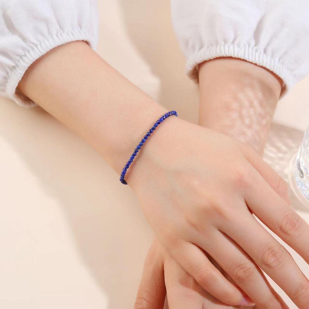 Imperial Blue Lapis Lazuli 3mm Crystal Bracelet - Elegant & Refined Design