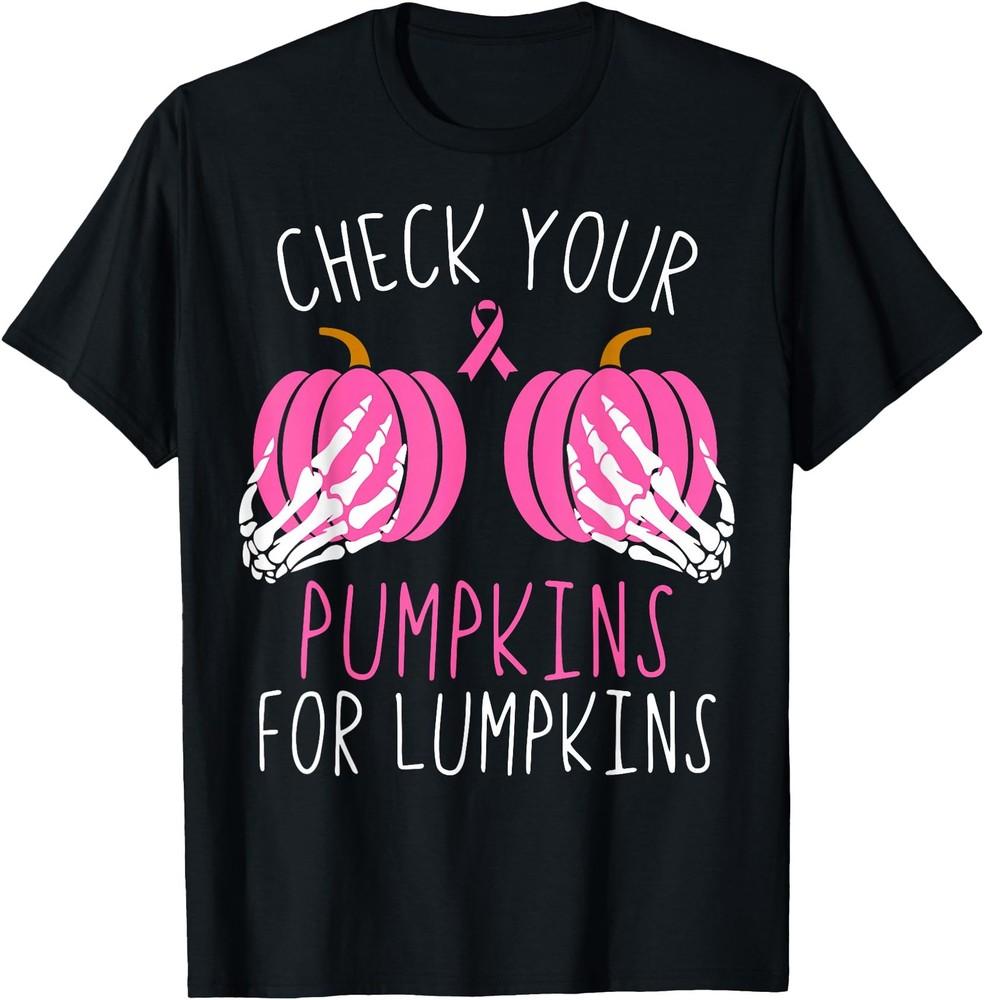 

Check Your Pumpkins for Lumpkins Halloween Breast Cancer T-Shirt XL