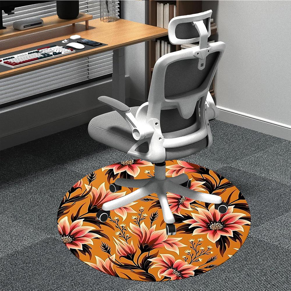 

1PC Floral Pattern Chair Carpet for Office Non-Slip, Lightweight, Machine Washable Rug for Office, Sleeping, Room - Holiday Decoryy251009087 80cm by 80cm