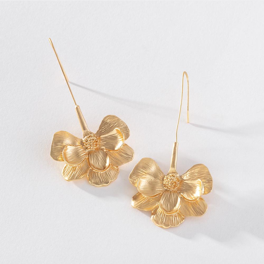 

Pinkdudu модные креативные серьги-капли с золотым цветком, винтажные романтические креативные очаровательные металлические серьги для женщин, ювелирные изделия PD1250 золотой
