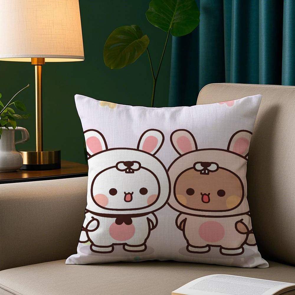 Kawaii Cartoon Bubu Dudu Pillow Case Plush Fabric Soft Pillowcase Double Sided Print Sofa Cushion Cover Throw