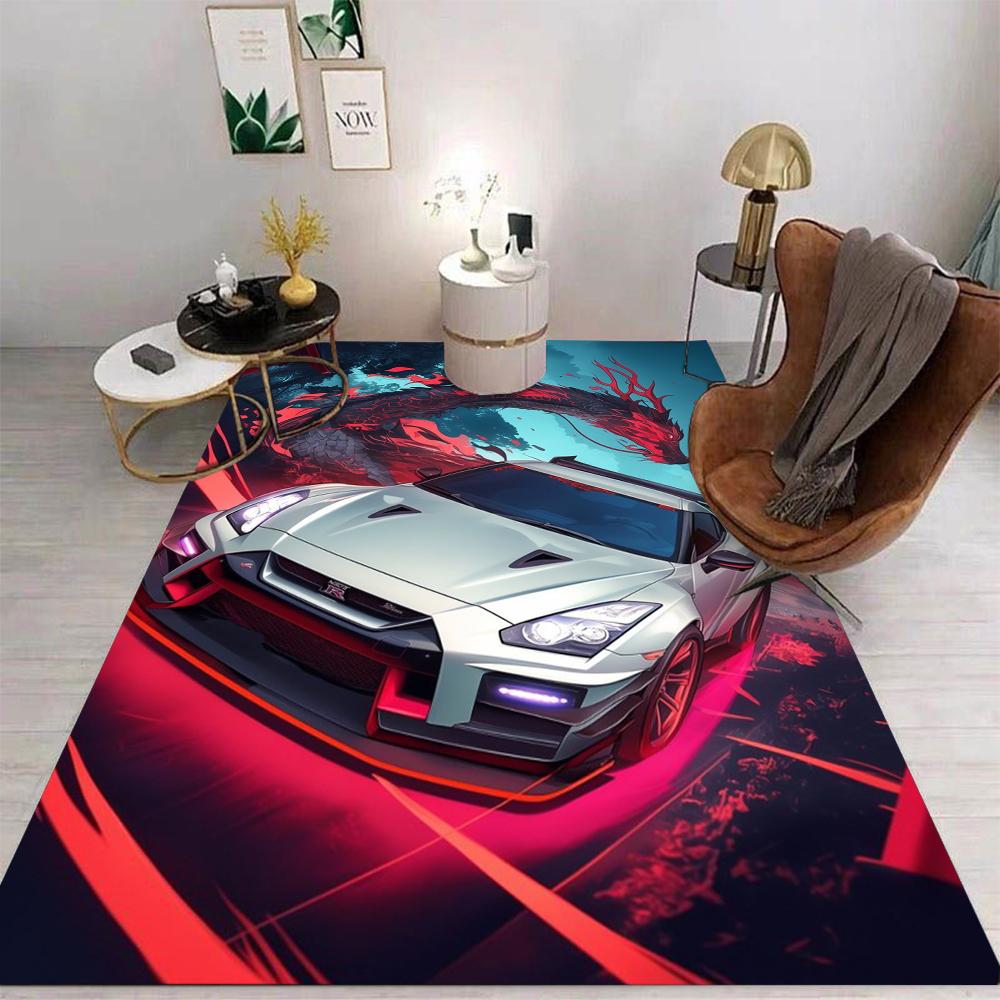 Cartoon Car Area Rug Non-Slip Washable Floor Mat for Living Room Bedroom Kitchen Sofa Balcony Table INS Style Home Decor