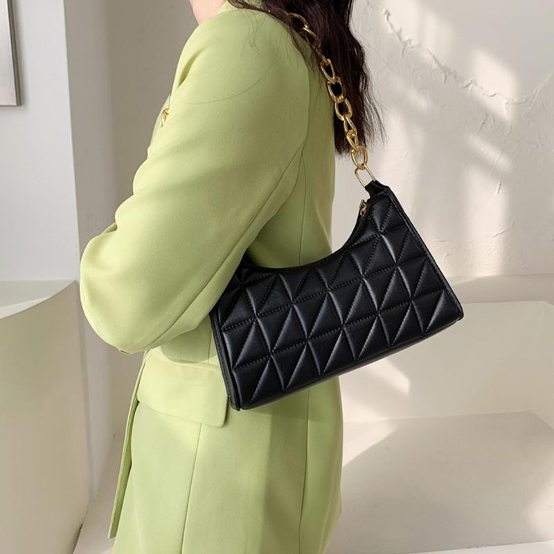 Women's Advanced Underarm Bag New Trend All-match Shoulder Hobo Bag Chain Handbag Female Fashion Plaid Shopping Bag