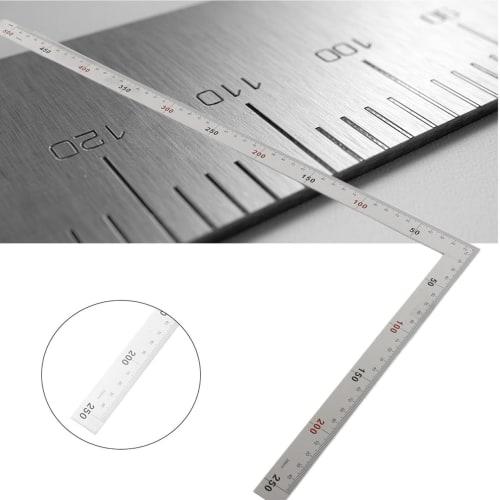 Stainless Steel 500x250mm 90 Degree Right Angle Ruler, Steel Frame Square, Professional Easy-to-Read Measuring Tool, 02 Inch Ruler Angle L Measurement