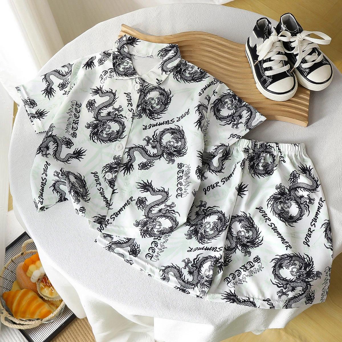 

Boy s Short-sleeved Shirt Set For Summer - Boy s Casual Two-piece Outfit 100cm