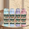 1PC Christmas Tree Seamless Pattern Print 750ml Color Plastic Sports Water Bottle Leakproof Flip Straw Lid Suitable for Sports Office Home Use