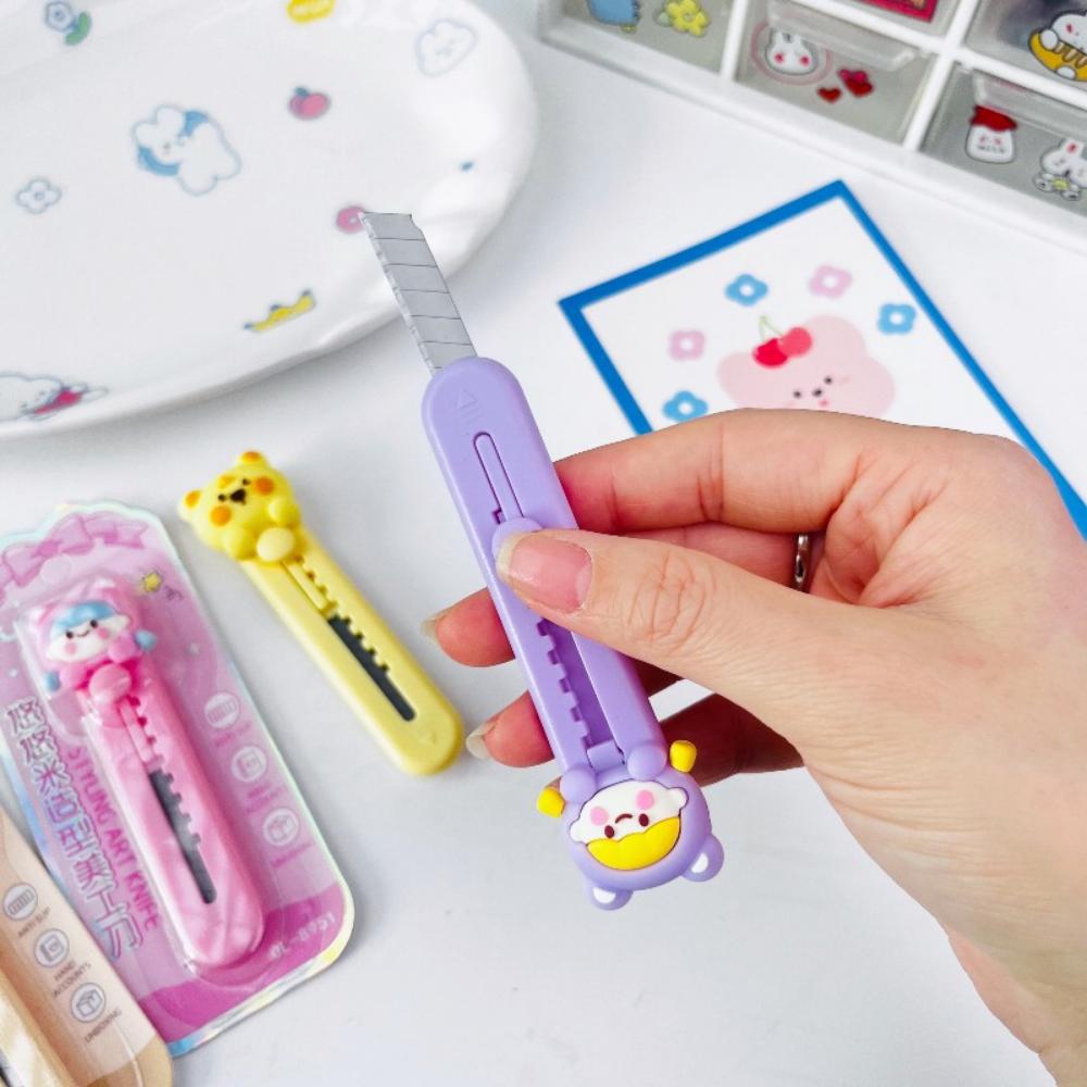 Paper Cutting Knife Retractable Student Stationery Knife Mini Utility Knife Cartoon For School Home Art Projects