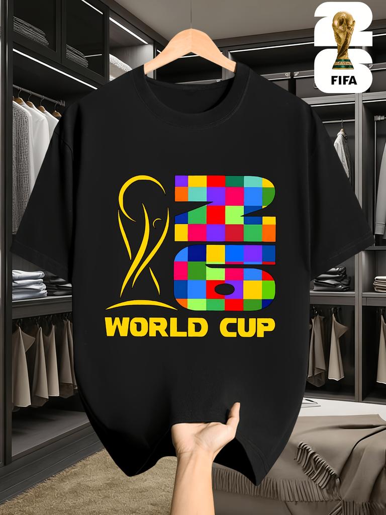 Men'S Short-Sleeve T-Shirt Featuring a Fun FIFA Football Design for The 2026 Usa-Canada-Mexico World Cup, Perfect for Street Style.