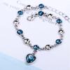 Women Copper Color Lucky Bracelet Female Blue Crystal Heart Charm Pulseras Bracelet Bridal Wedding Engagement Fine Jewelry Gift