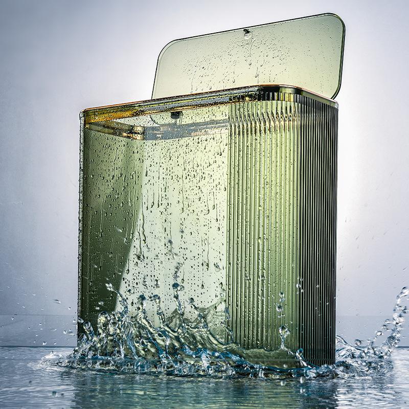 16L Transparenter großer Mülleimer für den Haushalt, wasserdichter Aufbewahrungseimer aus Kunststoff für die Haushaltsküche, kann den Mülleimer mit Bombenabdeckung drücken