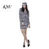 Mini Robe Rayée Costume de Prisonnier pour Adulte, Robe Femme, Haut Pantalon Pantalon Homme, Tenues d'Halloween Uniforme d'Incarcéré avec Chapeau & Poignets
