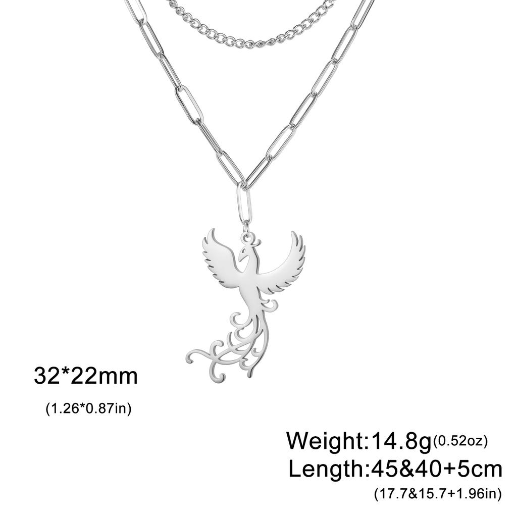 Exquisite Phoenix Flamingo Pendant Necklace Stainless Steel Natural Animal Unisex Rebirth Bird Natural Talisman Jewelry