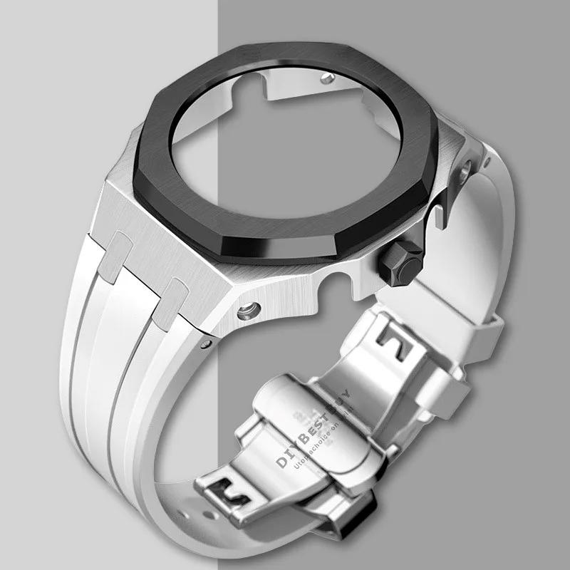 Ny Gen5 Casioak-fodral i rostfritt stål för G-Shock GA2100 Mod-kit Modifieringssats Metallram gummiband för GA2110 GAB2100