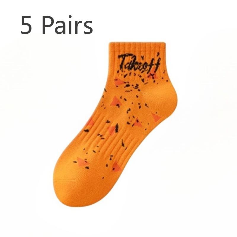 5 Pairs of Men s Summer Thin Socks Youth Pure Cotton Deodorant Sports Socks 5 Pairs оранжевый