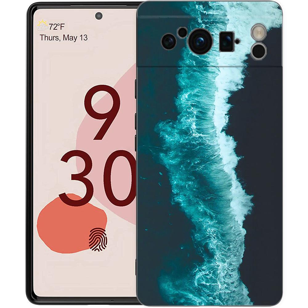 Pretty Blue Sea Fashion Phone Case For Google Pixel 10A 10 9 8 7 6 Pro XL 9A 8A 6A 7A 5G Soft Shockproof TPU Black Cover