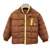 Kids' Winter Cotton Baseball Jacket with Bear Embroidery - Unisex, Zippered, Lightweight Korean Style.