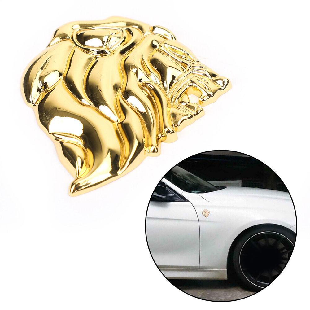 

Chrome Metal Lion Head 3D Emblem Totem Badge Car-Styling Symbol Power Silver Left Gold Quality Z5A9