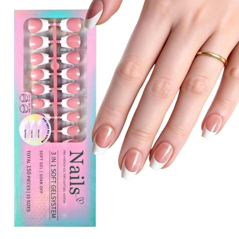 1Set Easy Apply Artificial Nail No Tools Needed Quick Installation Solid Color Highly Shine For Busy Professionals