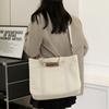 Enkel Canvas Tote Bag Dame Ensfarget Skulderveske Crossbody-veske Studentklasser Bokveske Underarmsveske