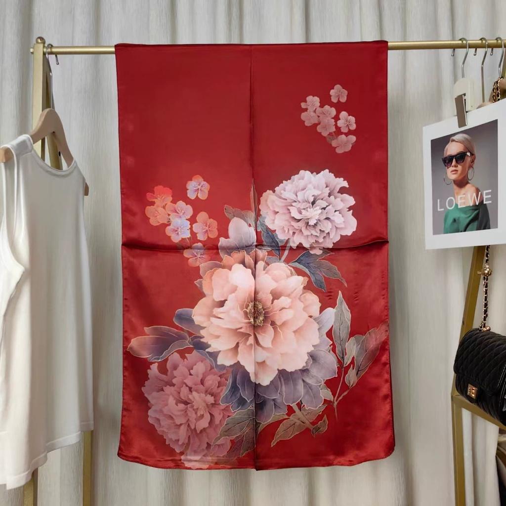 New Women Silk Scarf Long Pashmina Traditional Chinese Style 100% Mulberry Silk Scarf Business Gift Silk Scarves Gift for Mom