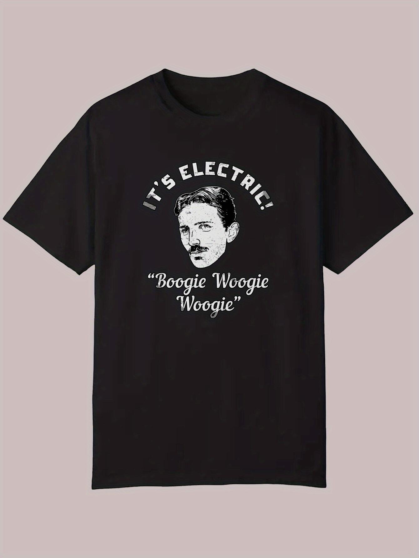 Casual Polyester T-shirt with Vintage It S Electric Graphic Design - Crew Neck S