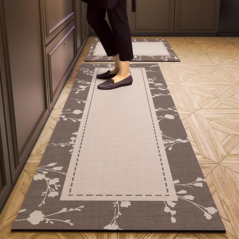 Pvc Kitchen Floor Mat Retro Style Non-slip Oil-proof Carpet Leather Waterproof Foot Mats Long Strip Home Decoration Rug Alfombra