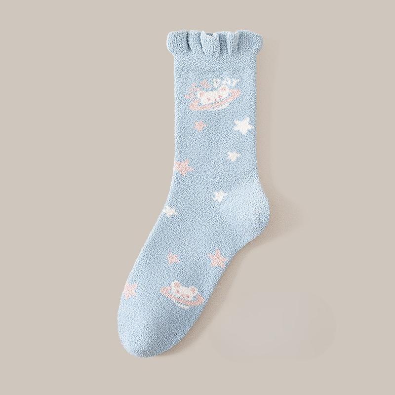 Winter and Autumn Thick and Warm Half-Size Fleece Women's Non-Loose-Material Mid-Calf Stockings Postpartum At-home Maternity Stockings