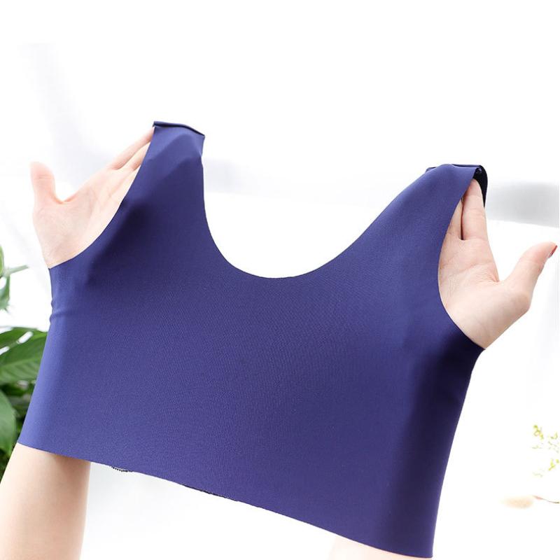 Sexy Large Size Underwear Female Sense of Lace Thin Section Without Steel Ring Undershirt Type Increased Sports Sleep Polymerization Bra