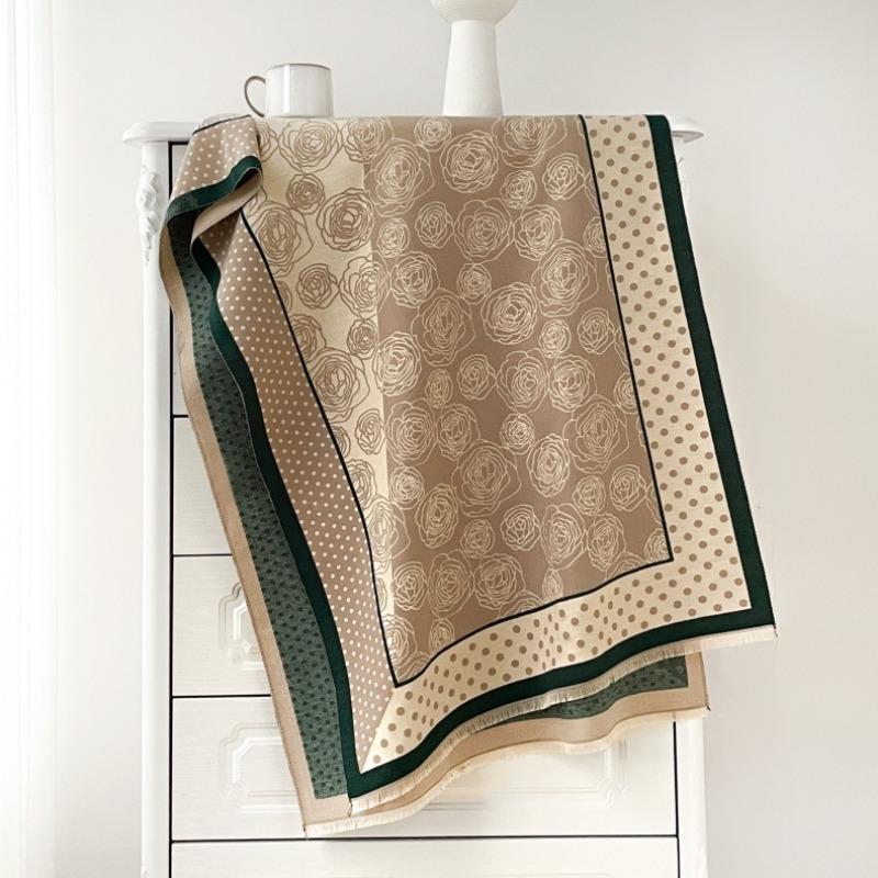 

Retro new winter polka dot camellia fashion versatile thickened scarf women s new fashion shawl to keep out the cold and wind 190x65cm