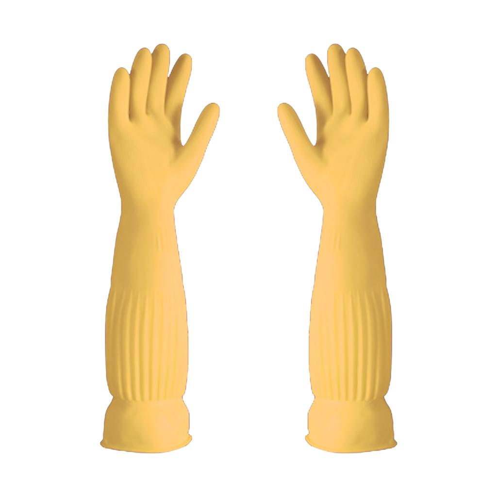 Long Rubber Gloves for Kitchen Cleaning Dishwashing Laundry Durable Latex Flocking Warm Thickened