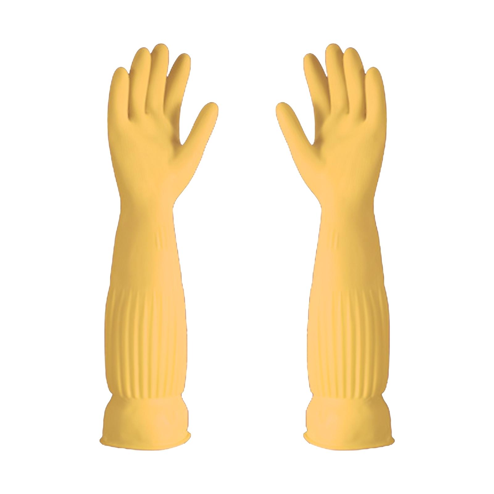 

Long Rubber Gloves for Kitchen Cleaning Dishwashing Laundry Durable Latex Flocking Warm Thickened M