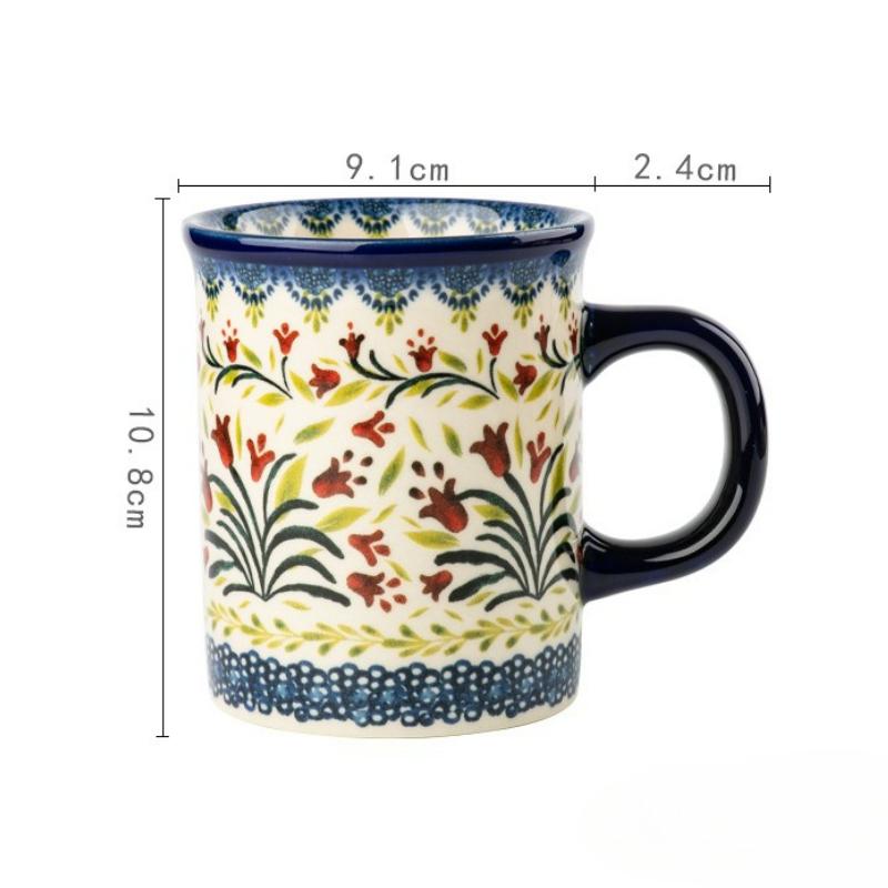 Vintage Style Ceramic Coffee Mug Creative Cute Floral Design Breakfast Water Cup Teacup with Handle for Home Office Cups 2025