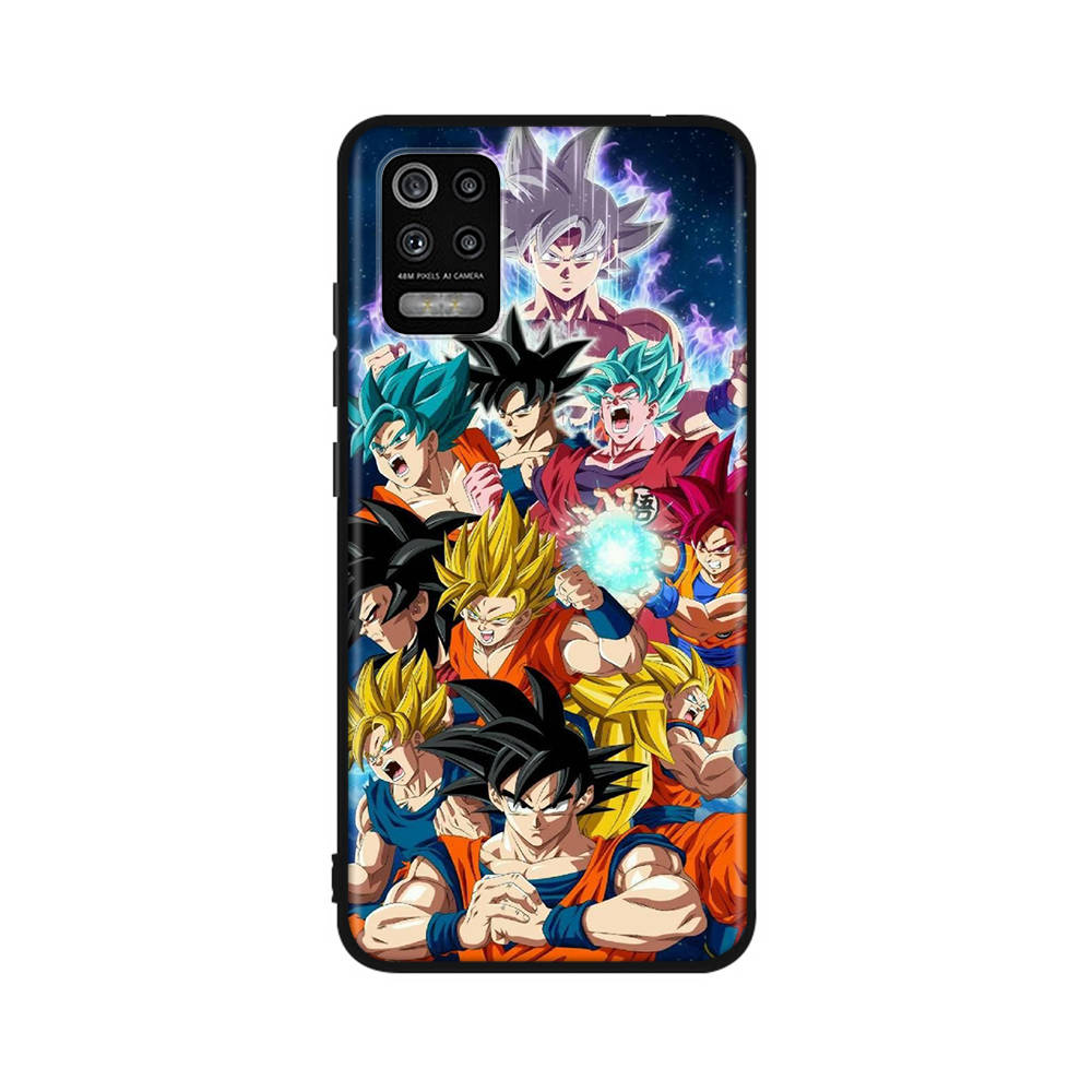 DT41 Pouzdro Dragon Ball Super pro iPhone 16 15 Plus 14 13 12 11 Pro 8 7 6S 6 SE 5S X XR XS Max Realme C30 C33 C31 9I Huawei P30 Černý měkký kryt