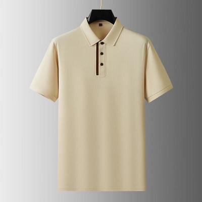 Men's Plus Size Contrasting Placket Cotton Short Sleeve Polo Shirt