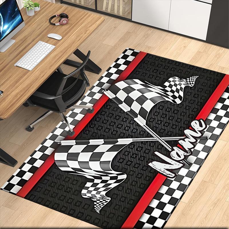 Custom Name Racing Printed Carpet, for Office Chair Living Room Bedroom Kitchen Room Decor Gifts.