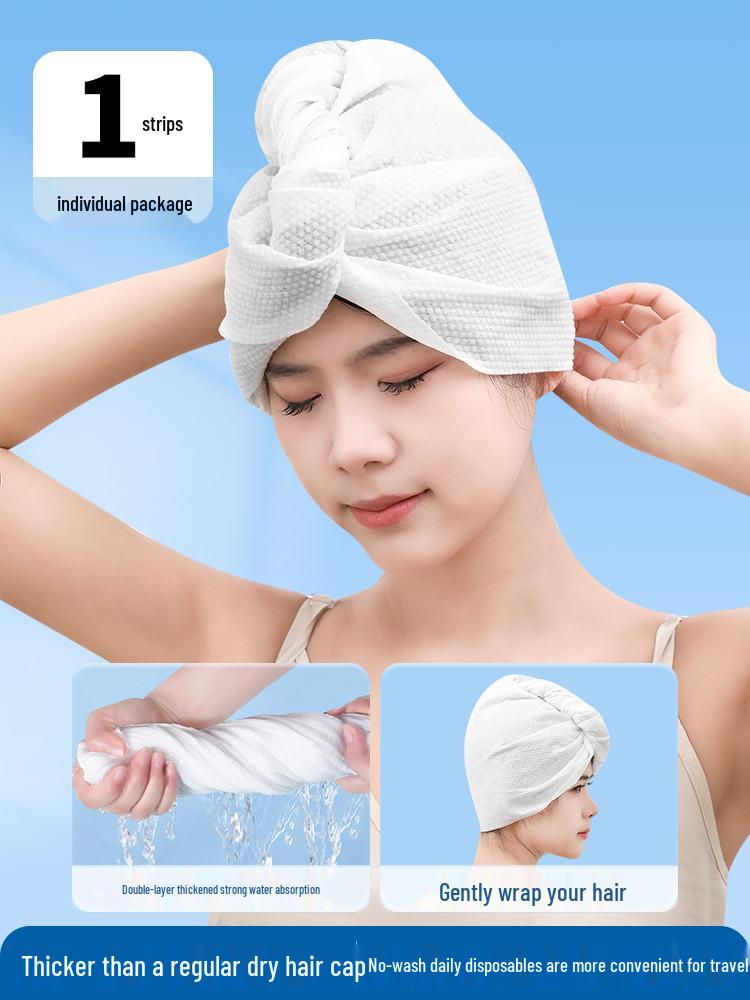 

Disposable Super Absorbent Hair Wrap Cap for Women - Thickened Towel for Travel