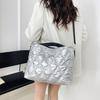 Soft Handle Puffer Rhombus Shoulder Bag Wear Resistant Quilted Patterned Tote Bag  Daily Use