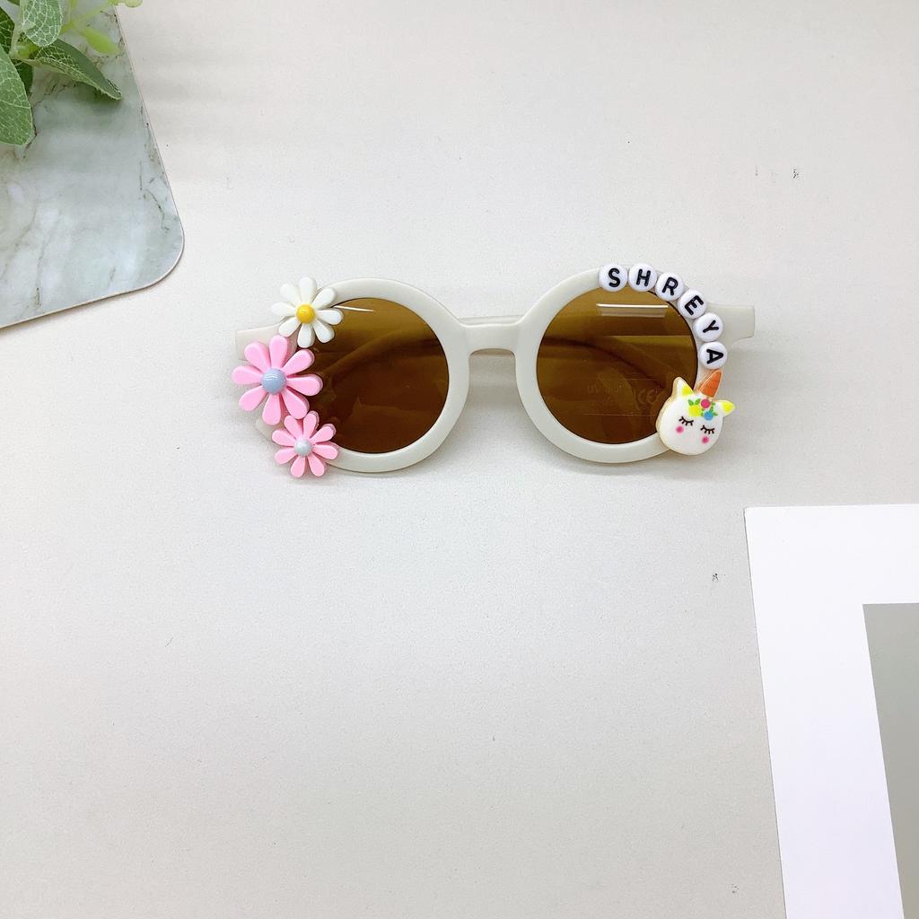 Children'S Sunglasses Travel Sunscreen Uv Protection Unicorn Flower Letter Baby Sunglasses Tide