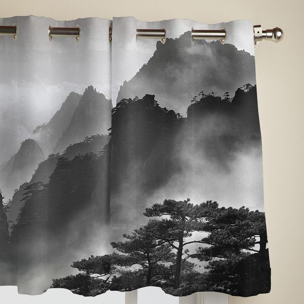 Modern Window Curtains for Living Room Black And White Landscape Painting Curtains for Child Bedroom Kitchen Decor Blinds Drapes