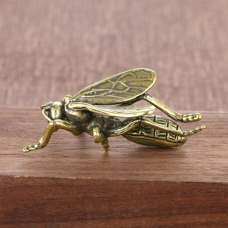 New Solid Brass Insect Bee Figurines Miniatures Tea Pet Crafts Collection Desktop Small Ornaments Home Decoration Accessories