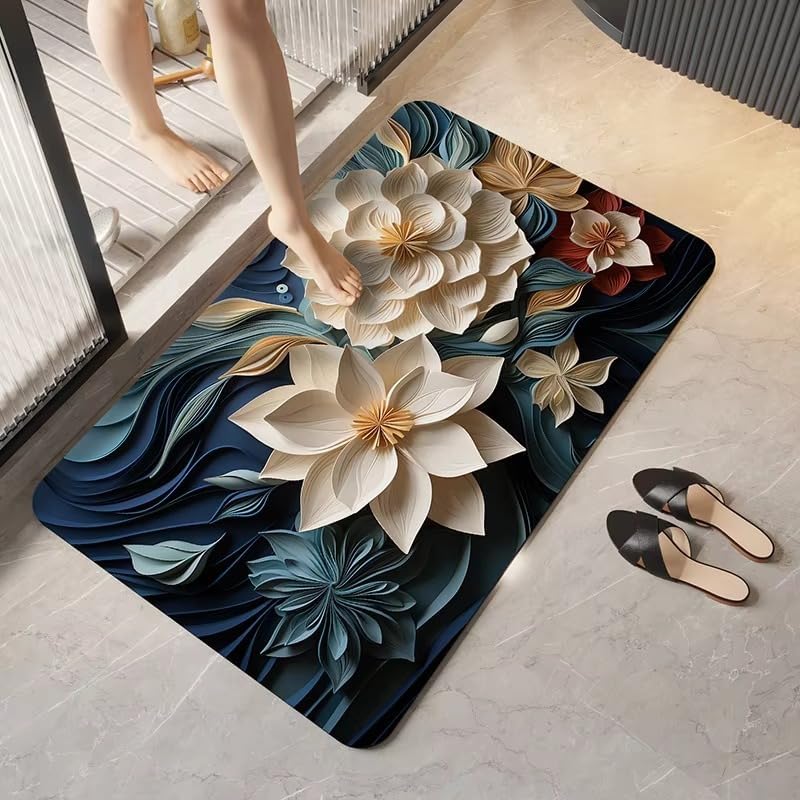 Water Absorbent mat for Bathroom Kitchen Floor Door Entrance Anti Slip Floor Foot Anti Skid Bathroom Shower mat 58L x 38W Centimeters