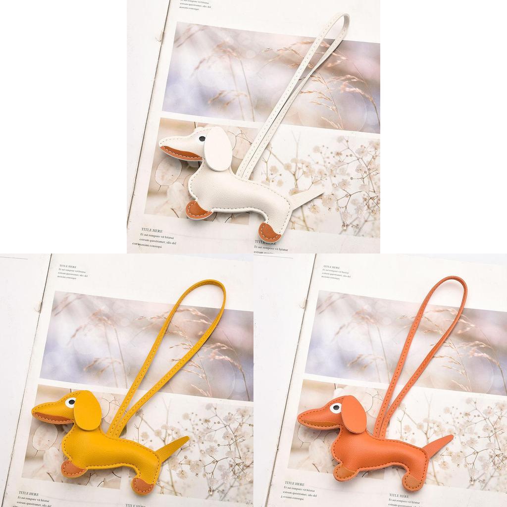 Dog Keychain Pendant Pu Leather Cartoon Pet Bag Charm For Keys And Phones
