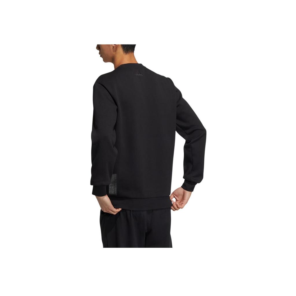 Adidas Printed Logo Crewneck Long Sleeve Sweatshirt Men Tops Black HN8995