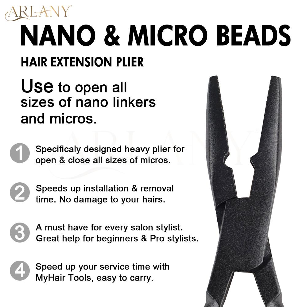 ARLANY Hair Extension Pliers 1000Pcs 4mm Micro Beads for Weft Extension Microlink Pliers Silicone Hair Extension Beading Tool