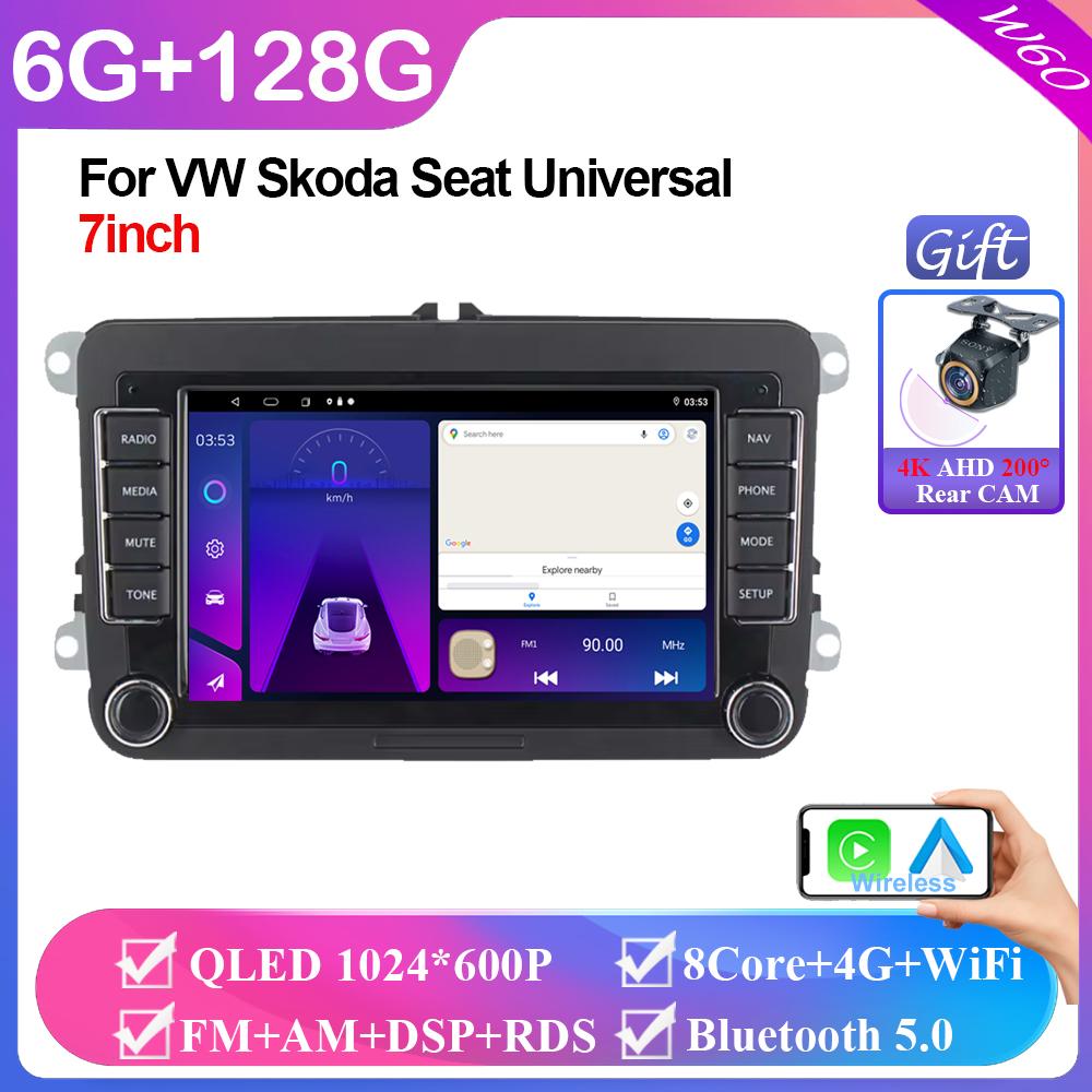 7" Android 11 Car Radio for VW POLO GOLF 5 6 Plus PASSAT B6 Jetta Tiguan Touran Sharan Scirocco Caddy Seat Leon Altea Fabia