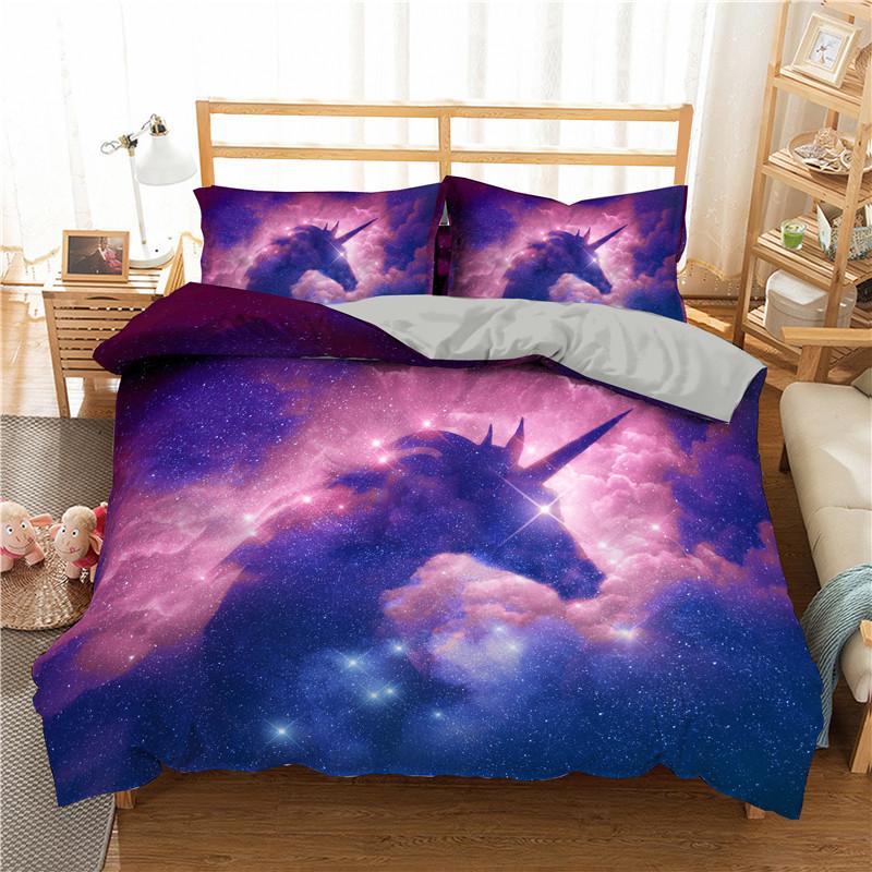 White Dragon Horse Duvet Cover Queen King Size 3D Unicorn Bedding Set Suitable For Teenagers And Children Home Decoration 3 Pcs