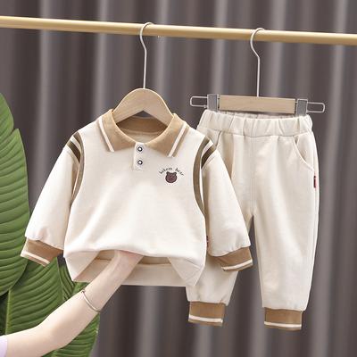 Baby Baumwoll-Trainingsanzug-Set Kleinkind Zweiteiliges Outfit Weiche Lässige Loungewear Langarm-Oberteil Hose Cartoon-Druck Spielkleidung