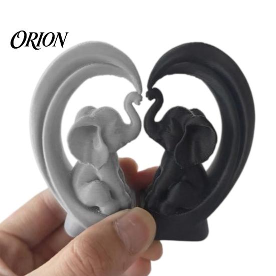 Decorative Figures for Entryway Table 2Pcs 3D Printed Baby Elephant Ornaments, Romantic Heart Shaped Figurines, Modern Handmade Look Home Accents