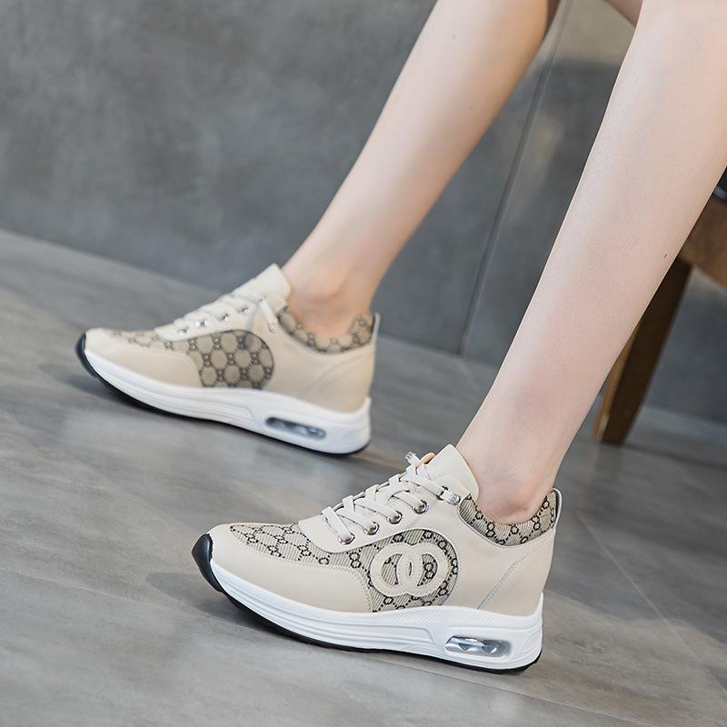 Inner heightening women's shoes spring new thick-soled breathable air cushion shoes women's shoes soft soles are not tiring