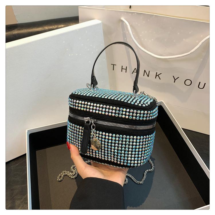 

Bright diamond handbag bag women s bag 2024 new box bag Korean version trendy personalized chain shoulder messenger bag різнокольоровий